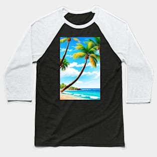 Beach with Palm trees Baseball T-Shirt